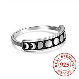 Sterling Silver 925 New Moon Phases Boho Ring size 7